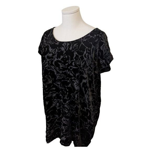 Aritzia Wilfred Velvet Burnout Tunic Top Black Floral Whimsygoth Baggy Witchy - Picture 1 of 9